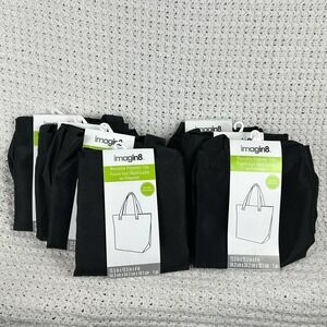 Lot of 7 Imagin8 Black Reusable Polyester Tote Bags  13.5-inch size